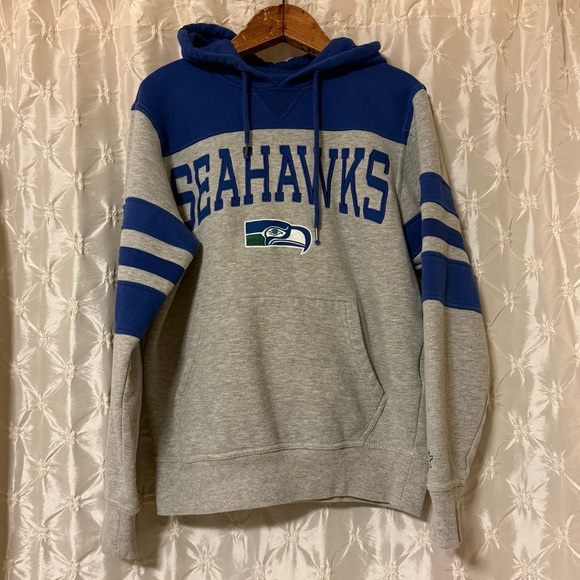 Starter Seattle Seahawks Vintage Pullover Hoodie Sweatshirt Heathered Gray Blue - Picture 1 of 11